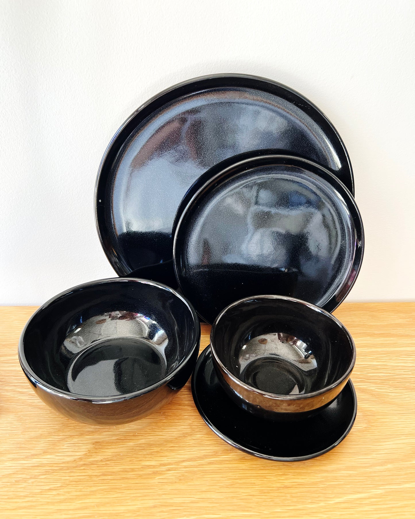Black Caviar Handmade Small Soup Bowls - Set of 4