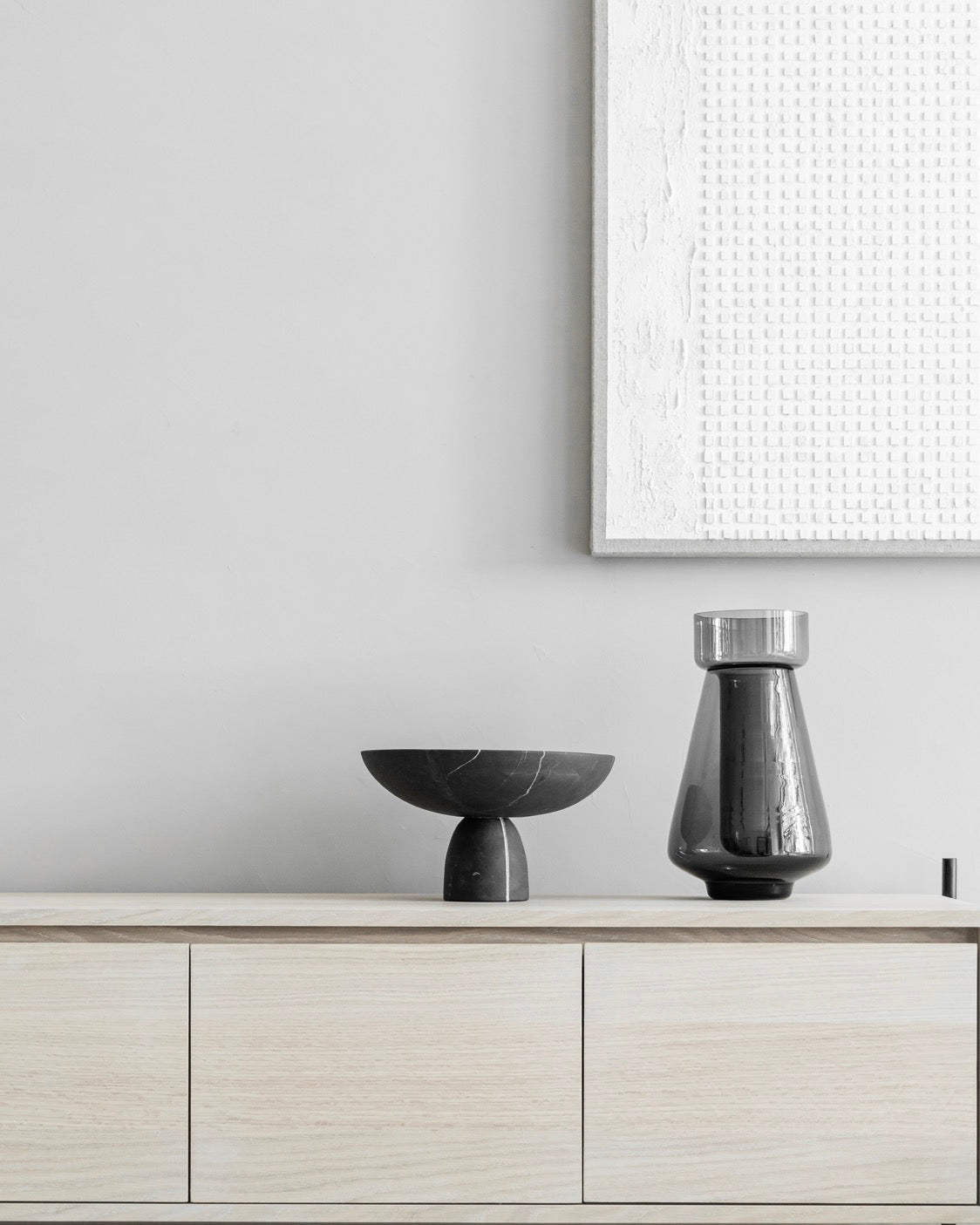 Pedestal Bowl in Black Marble