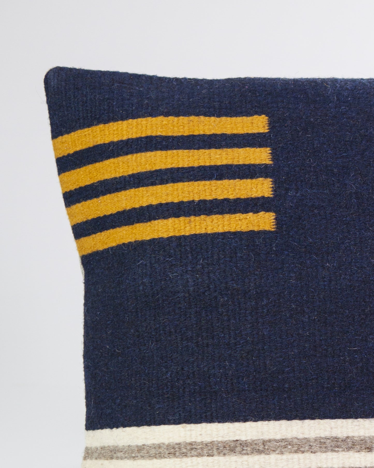 Granada I Navy and Gray Striped Wool Throw Pillow