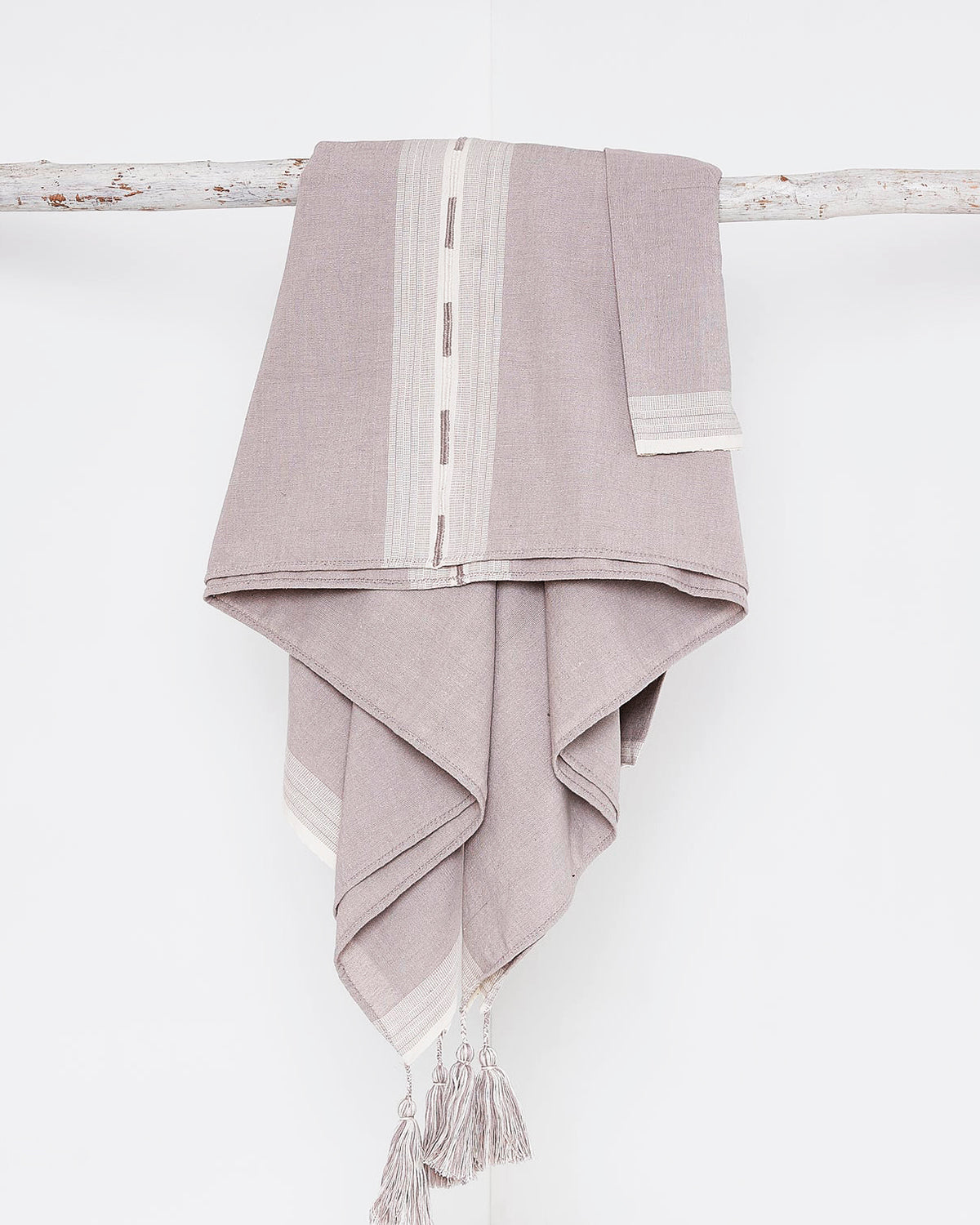SALE SanCri Handmade Cotton Tablecloth in Gray and White