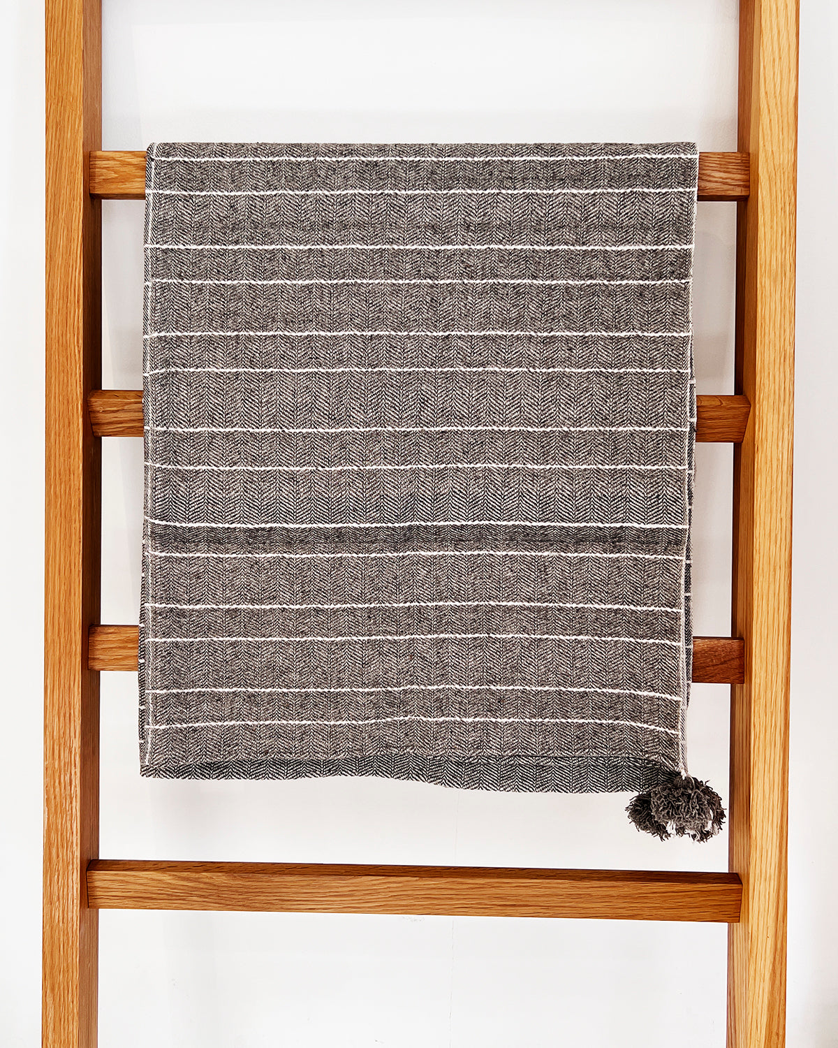 Tlahui Loomed Wool Throw in Gray and White
