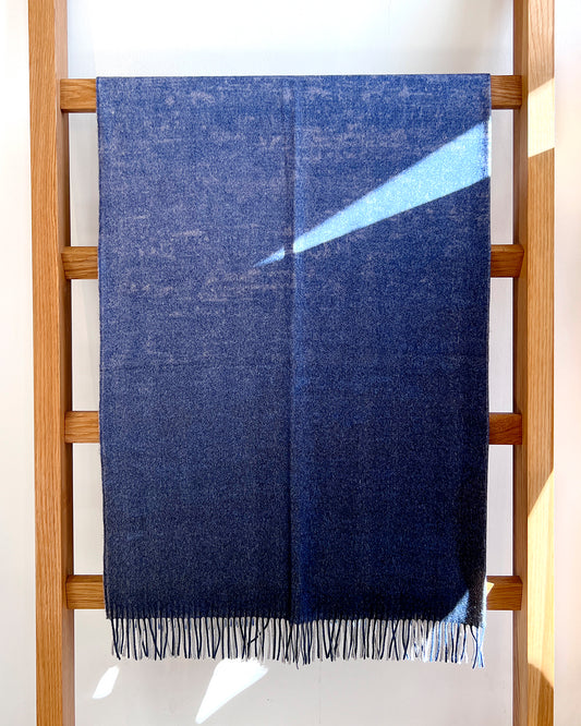 Deep Blue Ombre Merino Wool Throw