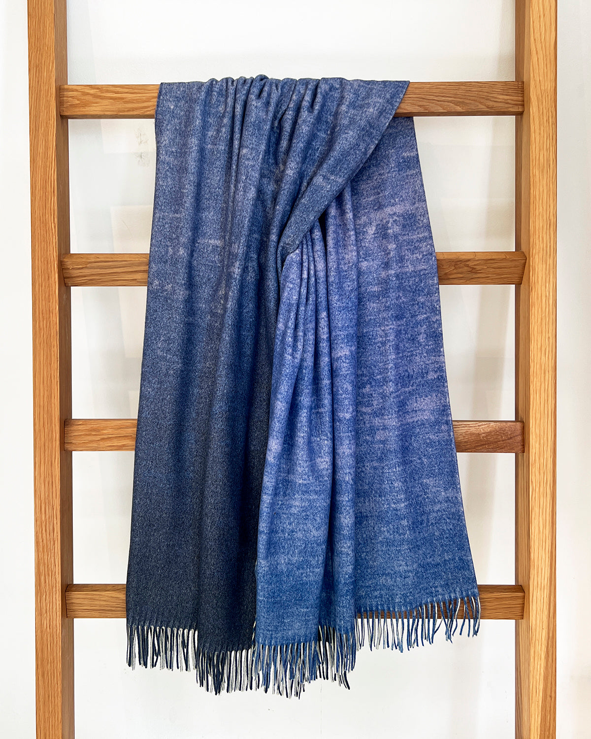 Deep Blue Ombre Merino Wool Throw