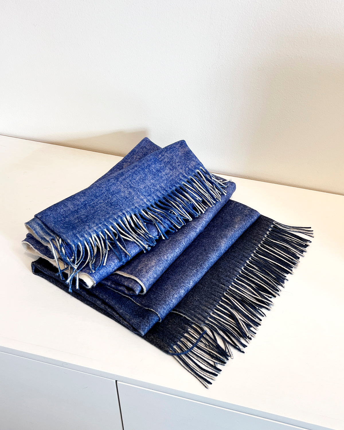 Deep Blue Ombre Merino Wool Throw