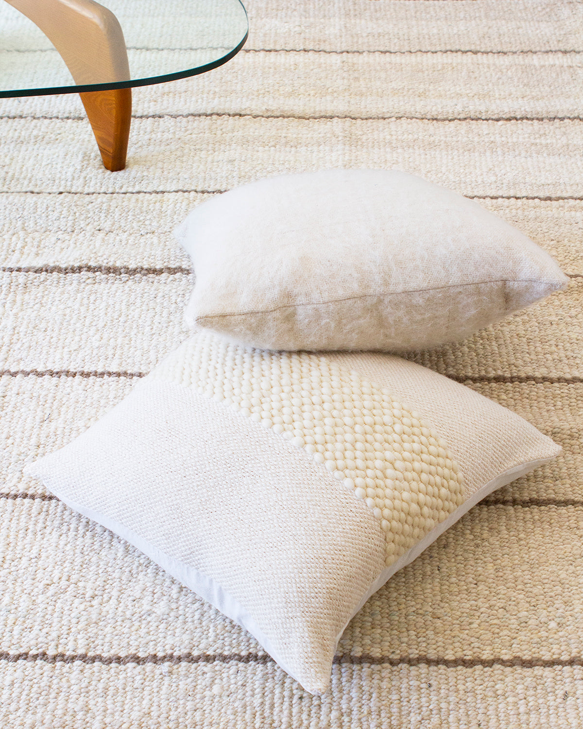 White Valle Cotton and Wool Throw Pillow